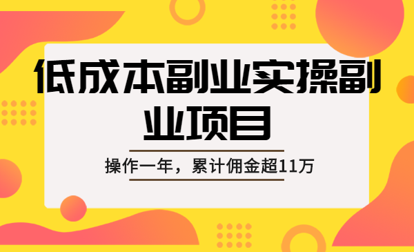 低成本副业实操副业项目：操作一年，累计佣金超11万